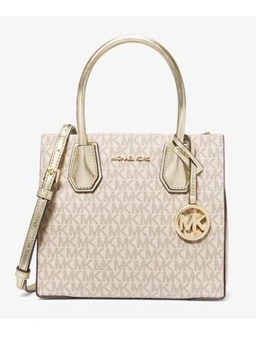 MICHAEL KORS Medium Mercer Messenger Bag NWT Vanilla Gold Multi